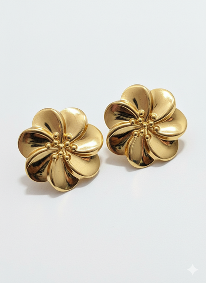 Bold Flower Earrings 18k Gold Plated.
