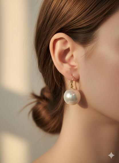 White Perl Earrings 18k Gold Plated.