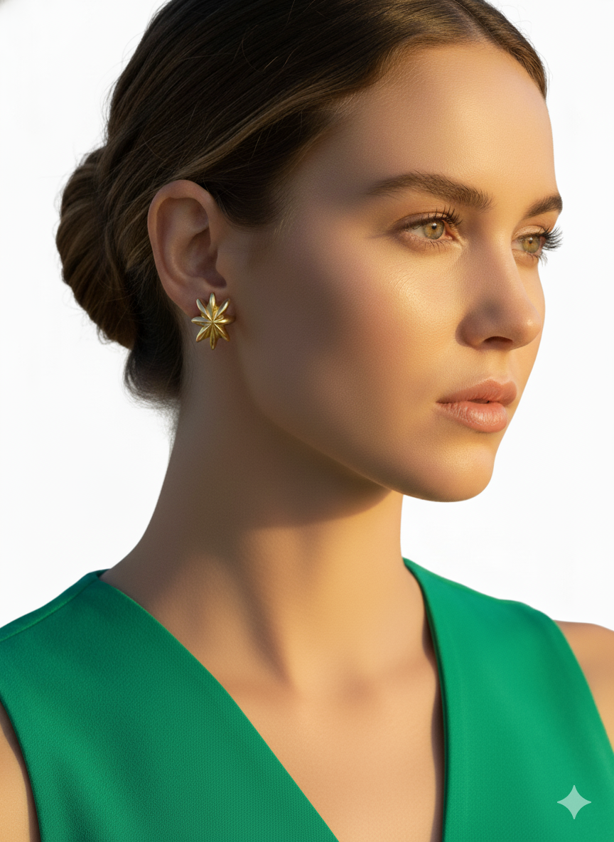 Starburst Earrings 18k Gold Plated.