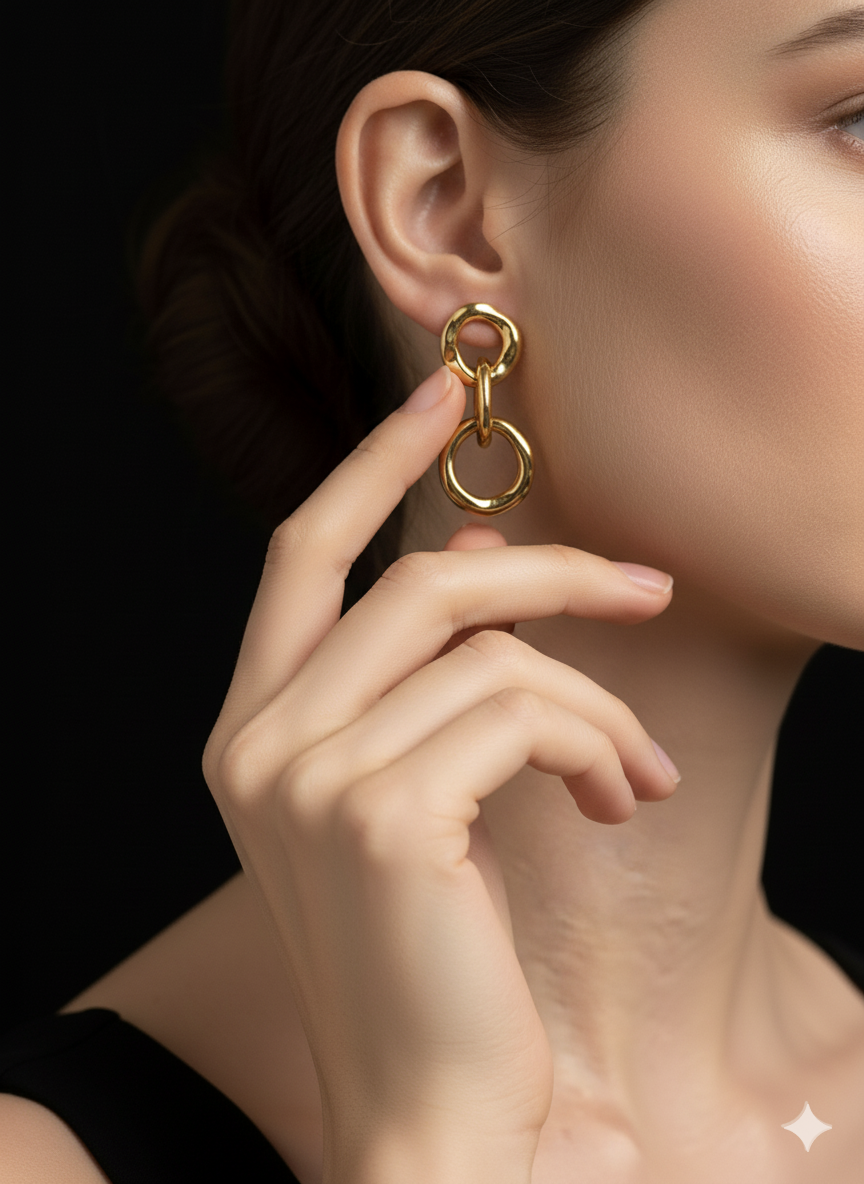 Floral Cuff Earrings 18k Gold Plated.