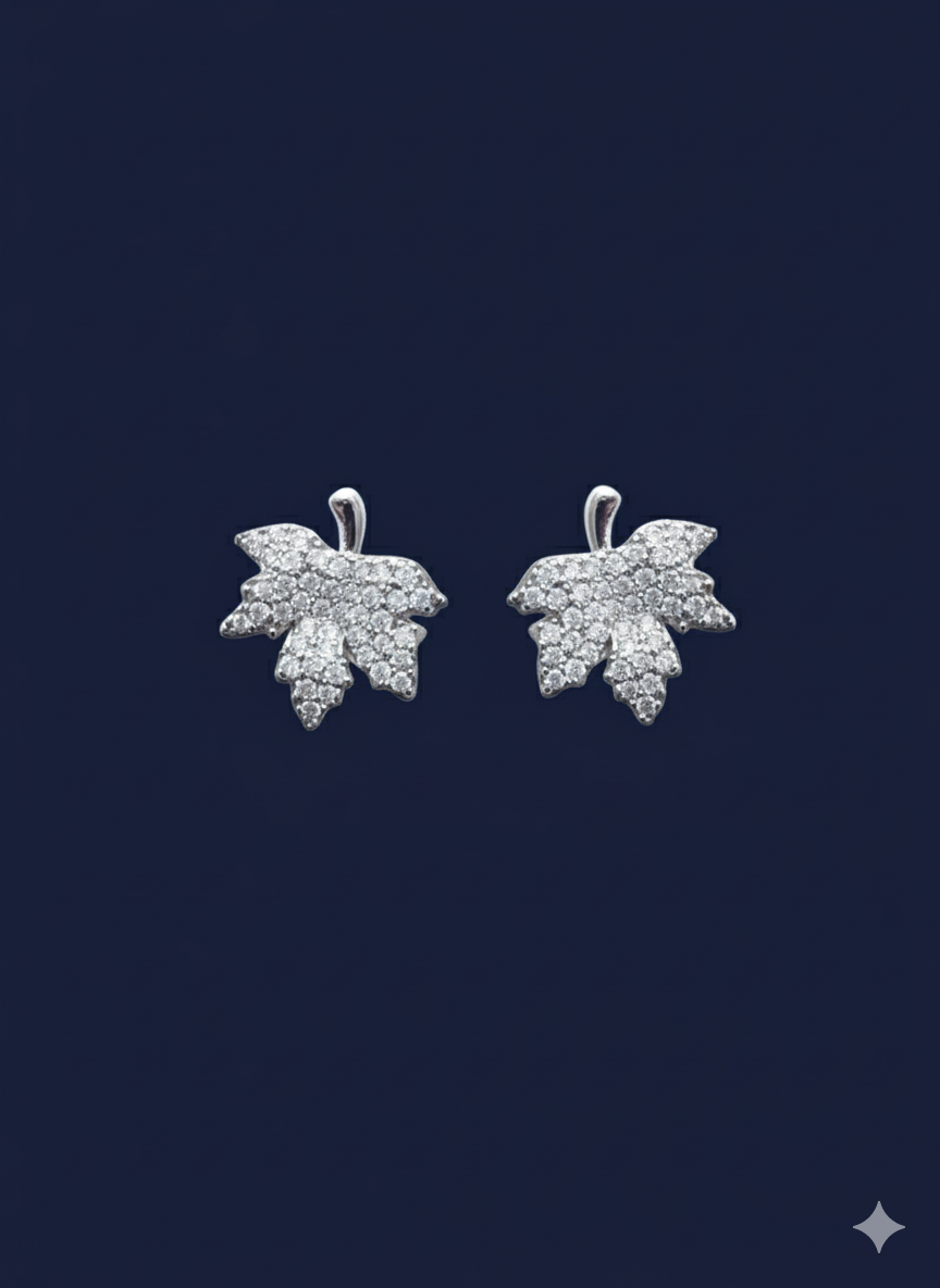 Leaf Pave Studs with AD Dimond