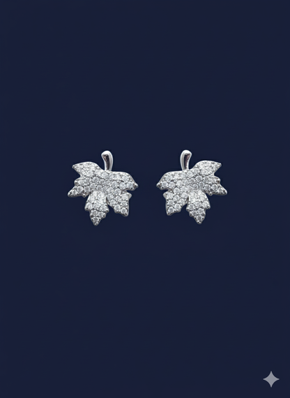 Leaf Pave Studs with AD Dimond