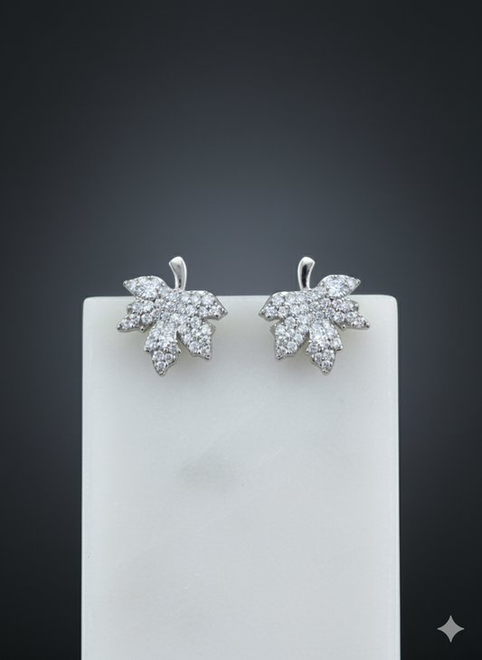 Leaf Pave Studs with AD Dimond