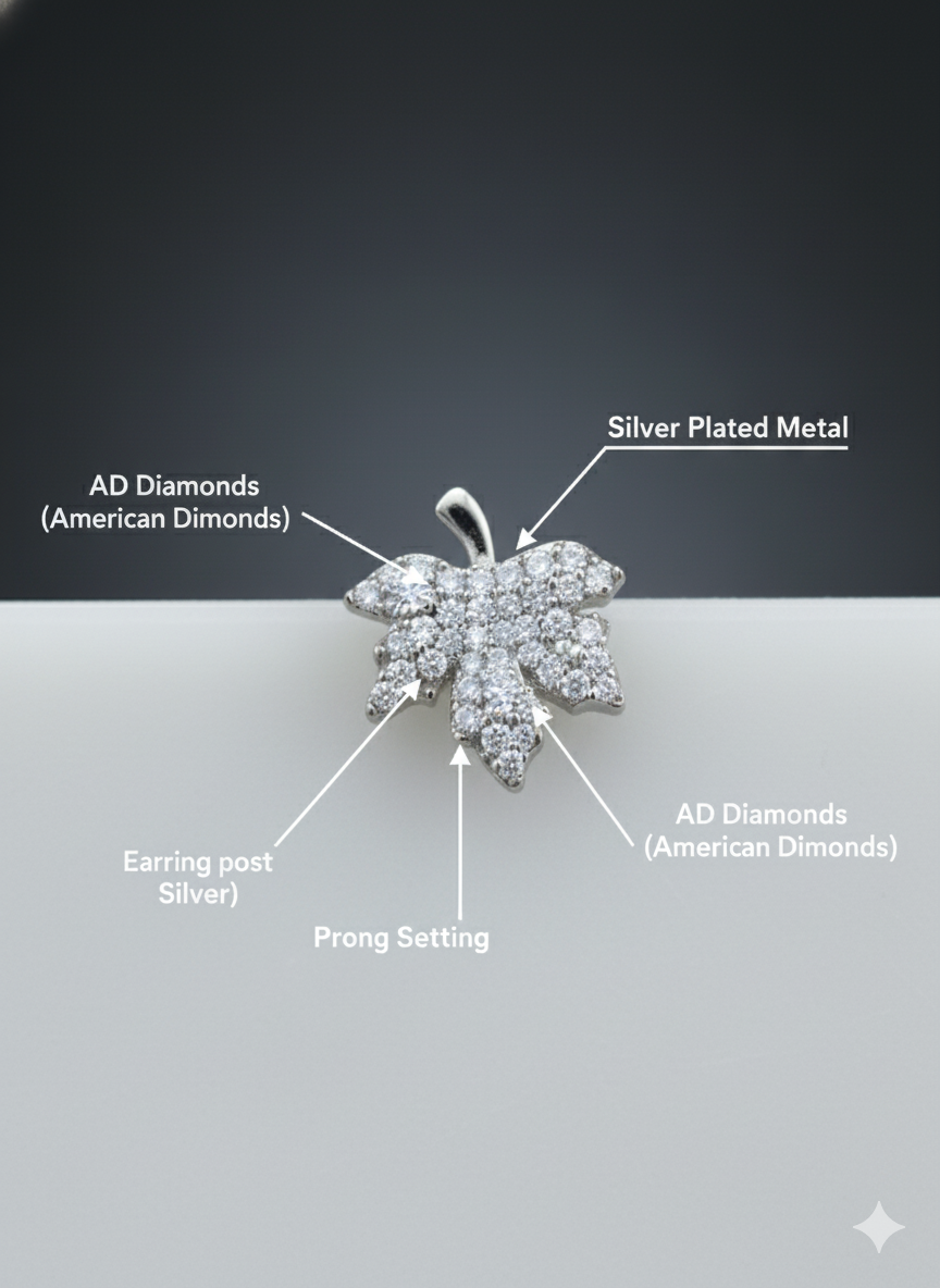 Leaf Pave Studs with AD Dimond