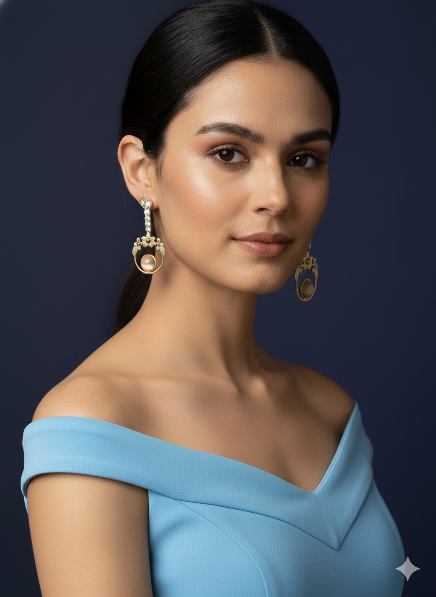 Floral Moonstone Earrings 18k Gold plated.