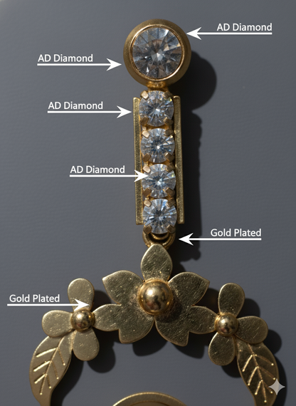 Floral Moonstone Earrings 18k Gold plated.