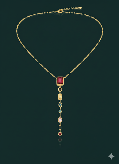 Multicolour Cascade Necklace 18k Gold Plated.