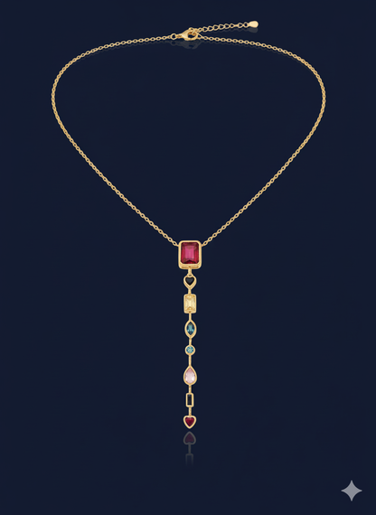 Multicolour Cascade Necklace 18k Gold Plated.