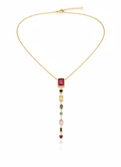 Multicolour Cascade Necklace 18k Gold Plated.