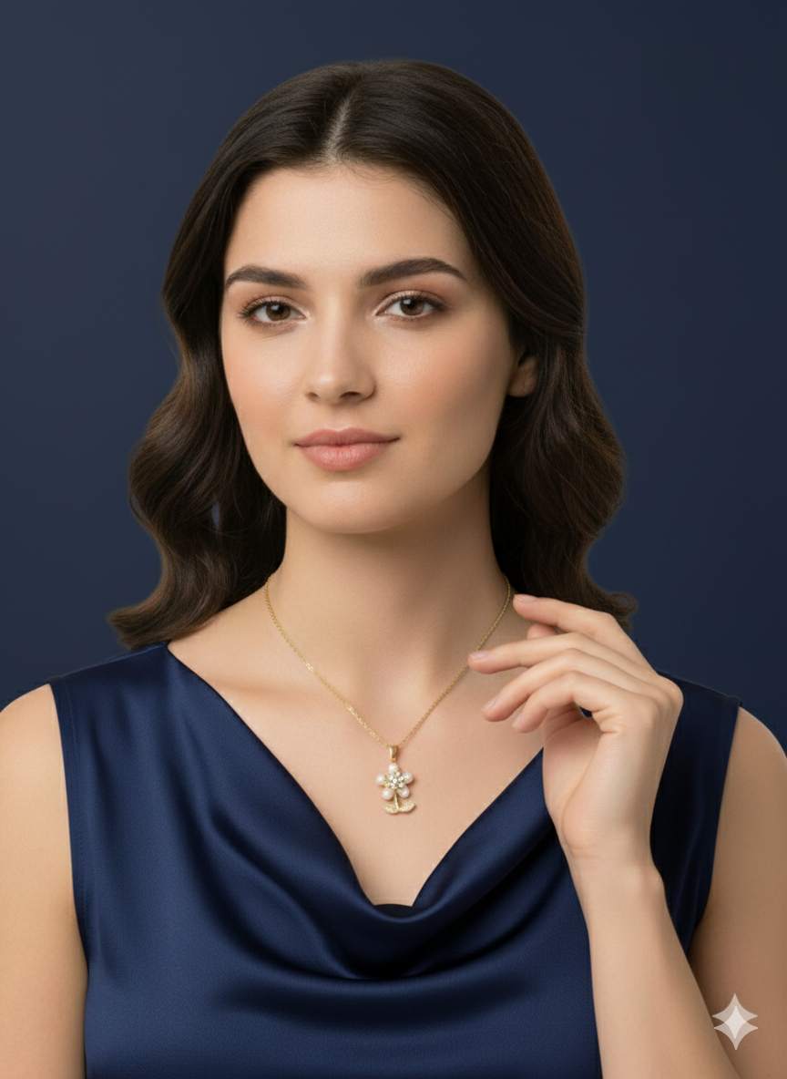 The Petal Perl Necklace 18K Gold Plated.