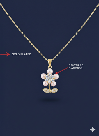 The Petal Perl Necklace 18K Gold Plated.