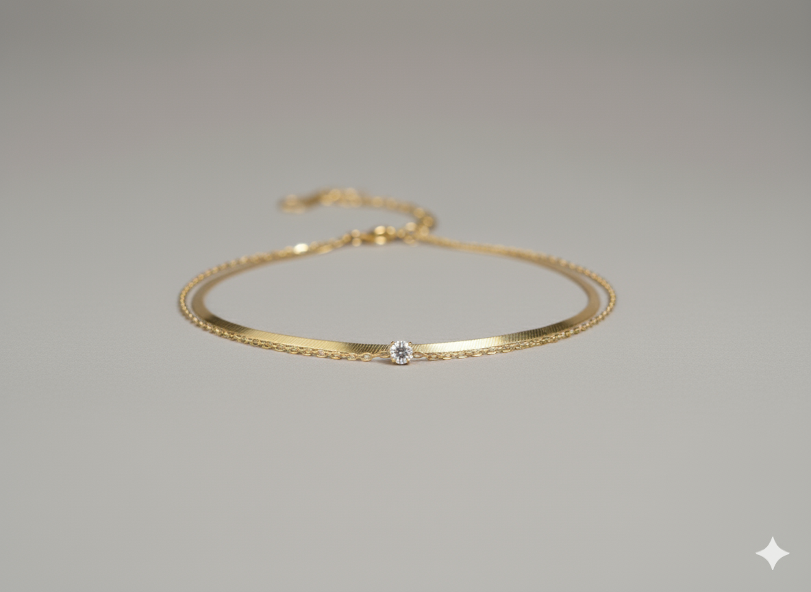 Duet Anklet 18K Gold Plated.