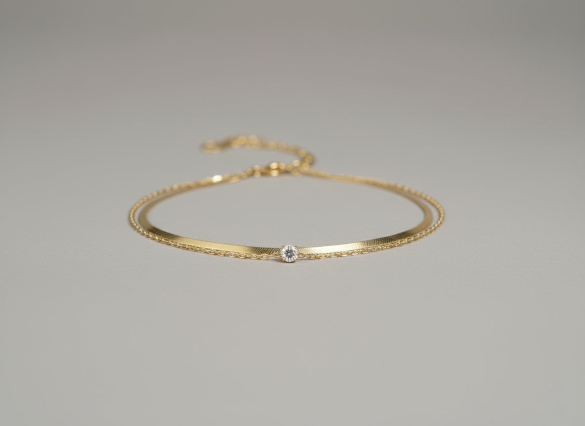 Duet Anklet 18K Gold Plated.