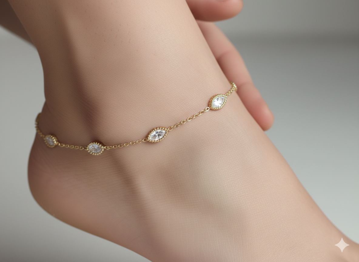 Charm Anklet 18k Gold Plated.