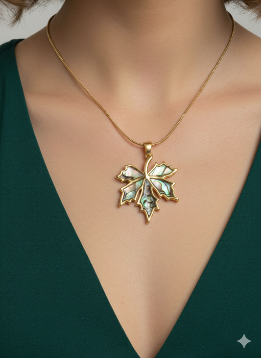 Golden Autumn Leaf necklace 18k Gold Plated