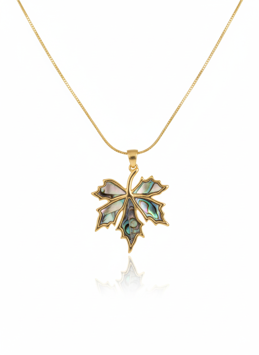Golden Autumn Leaf necklace 18k Gold Plated