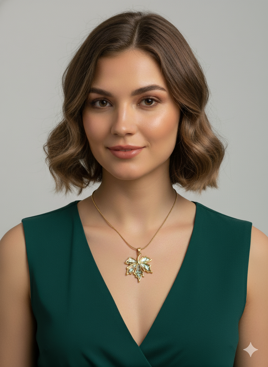 Golden Autumn Leaf necklace 18k Gold Plated