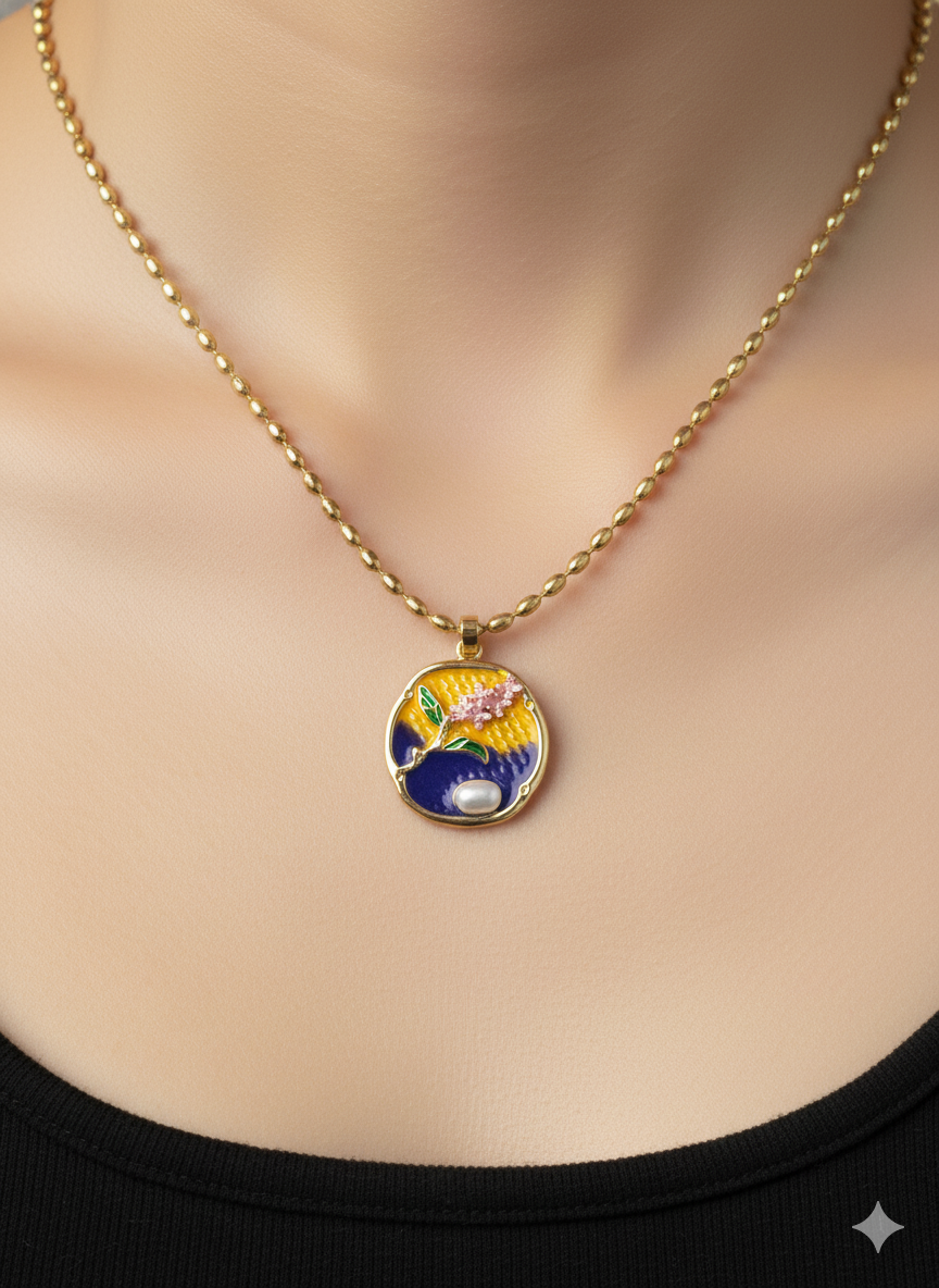 Lavendar Moon Pendant 18k Gold Plated.