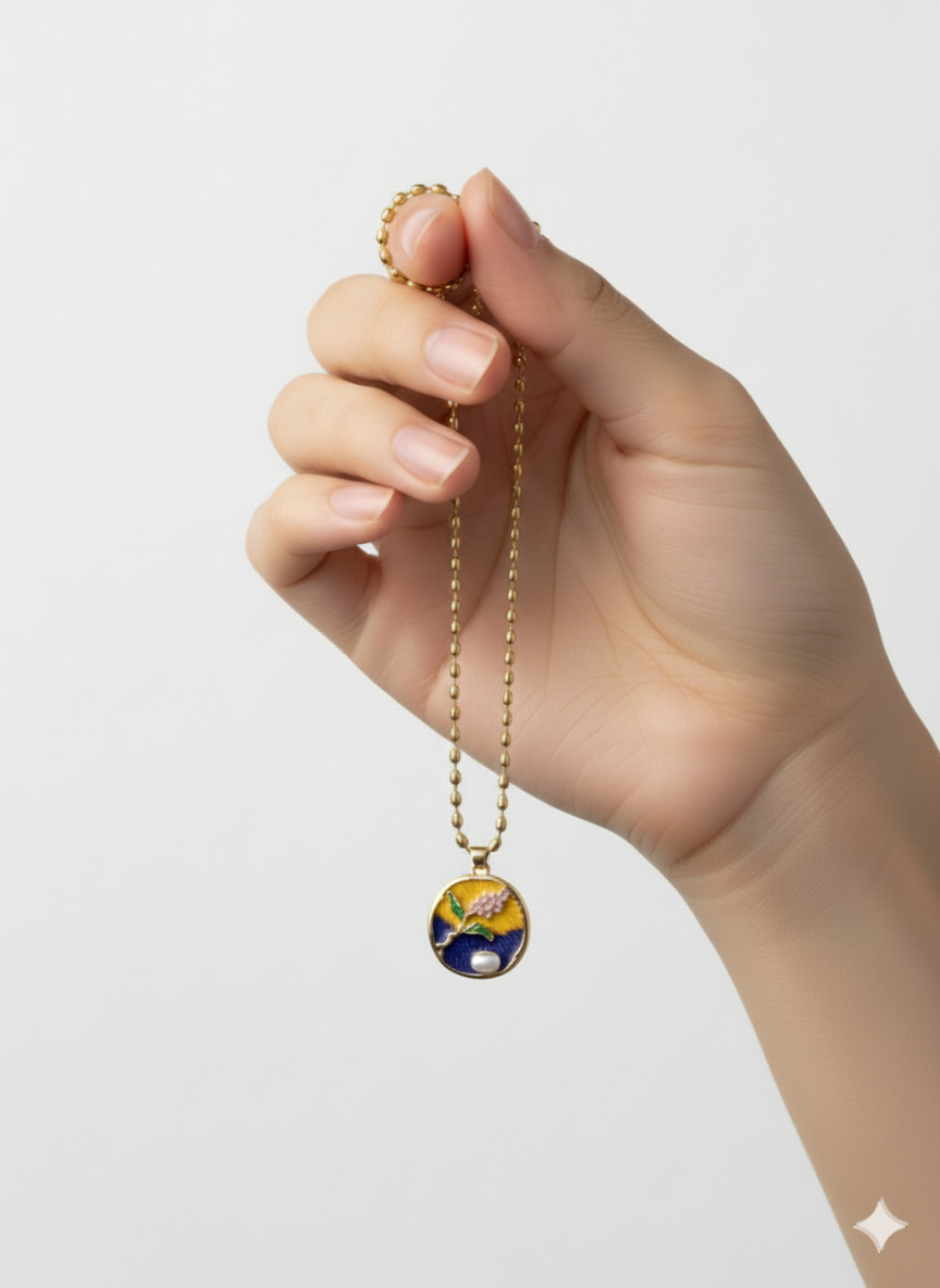 Lavendar Moon Pendant 18k Gold Plated.