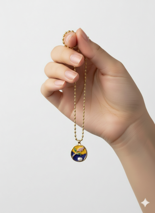 Lavendar Moon Pendant 18k Gold Plated.