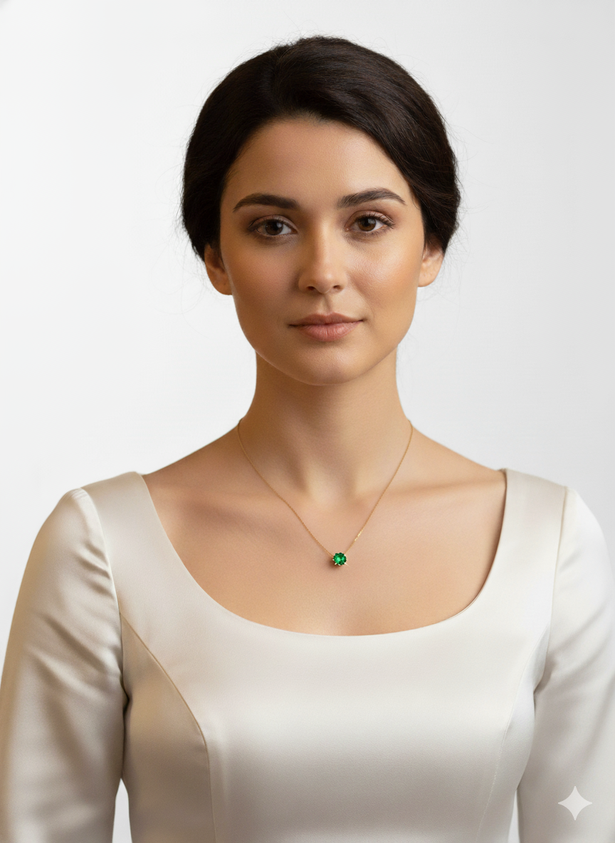 Floating Gem Pendant 18k Gold Plated.