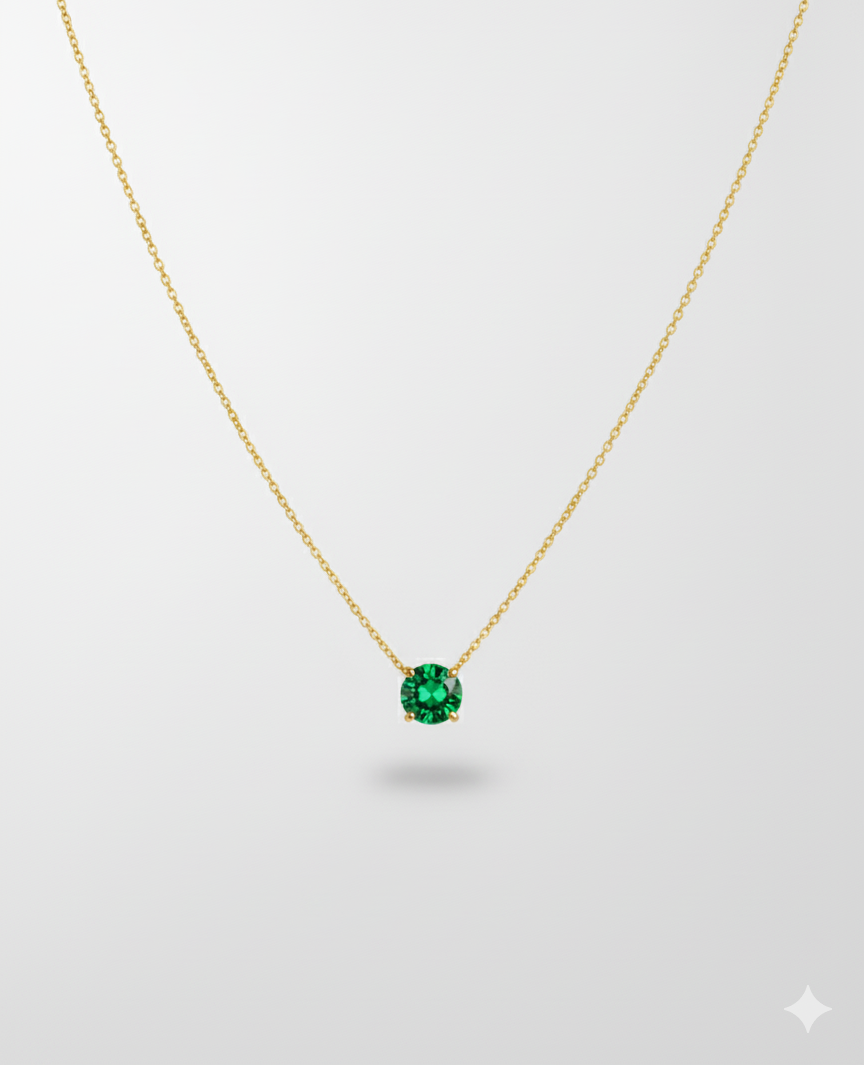 Floating Gem Pendant 18k Gold Plated.