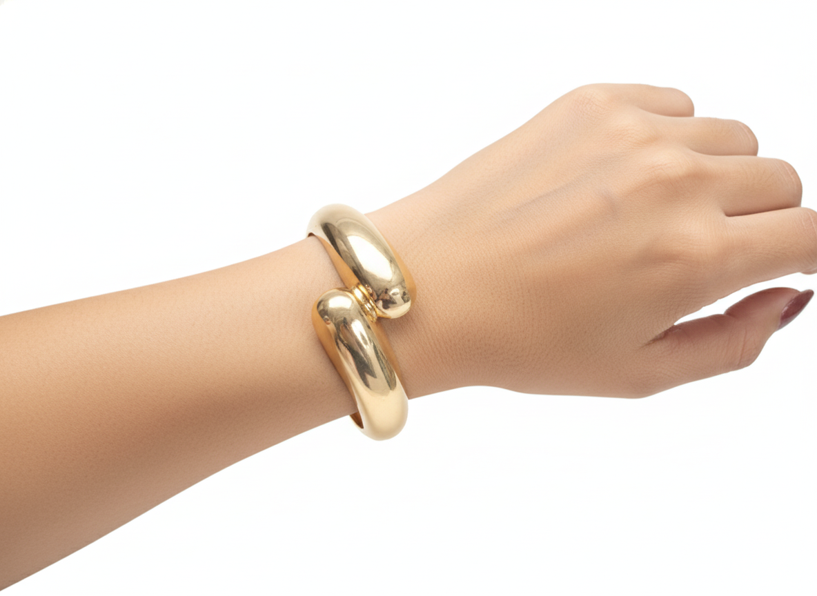 Tear-Drop Open Cuff Bracelet 18k Gold Plated