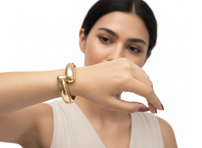 Tear-Drop Open Cuff Bracelet 18k Gold Plated