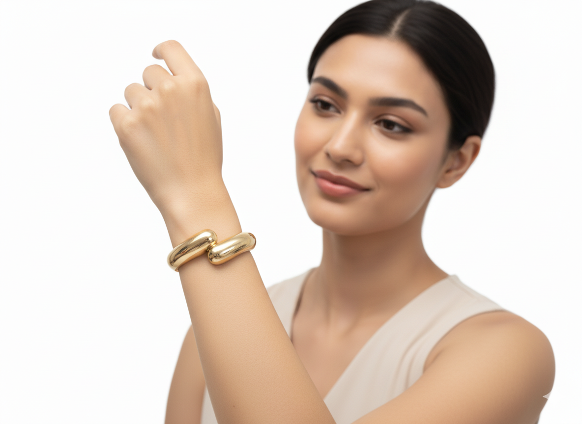 Tear-Drop Open Cuff Bracelet 18k Gold Plated