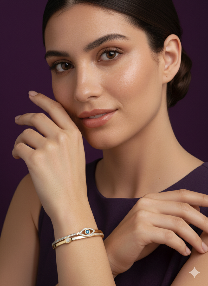 Hollowed Leaf Flower Bracelet 18k Gold Plated