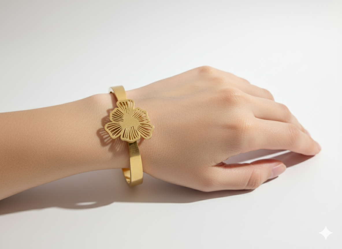 Sparkle Quad Flower 18K Gold Plated Bracelet.