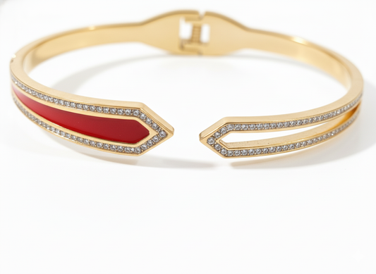 18k Gold Plated Crystal Accented Enamel Bracelet