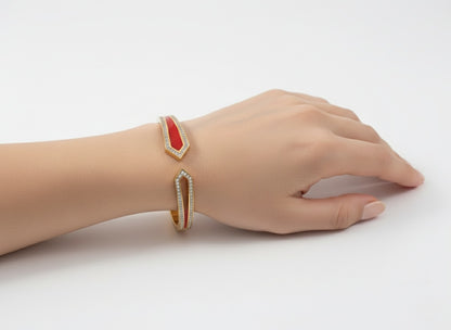 18k Gold Plated Crystal Accented Enamel Bracelet