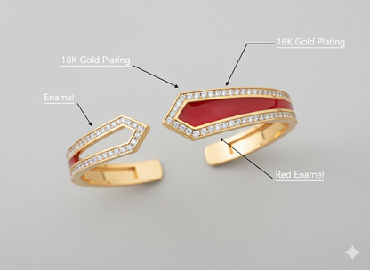 18k Gold Plated Crystal Accented Enamel Bracelet