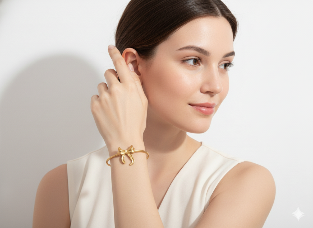 Twirl n Tie Bow Bracelet 18K Gold Plated.