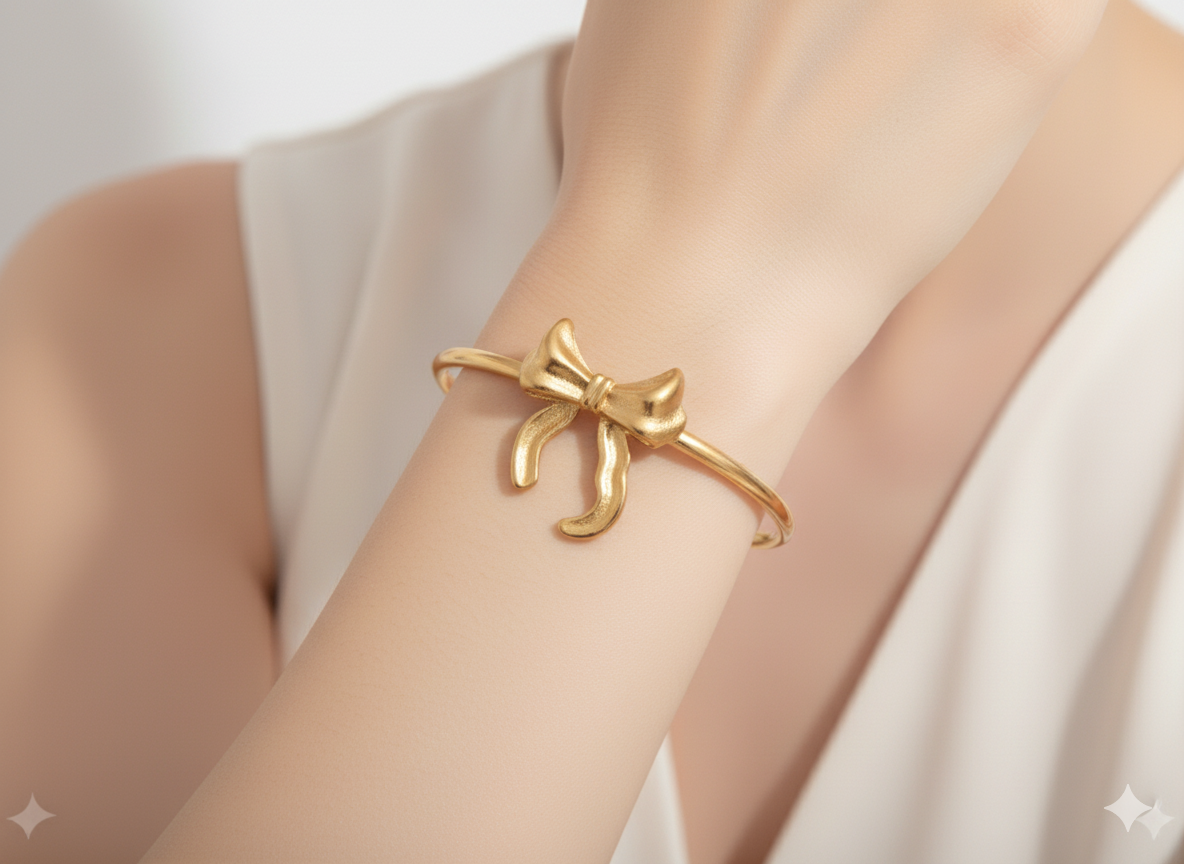 Twirl n Tie Bow Bracelet 18K Gold Plated.