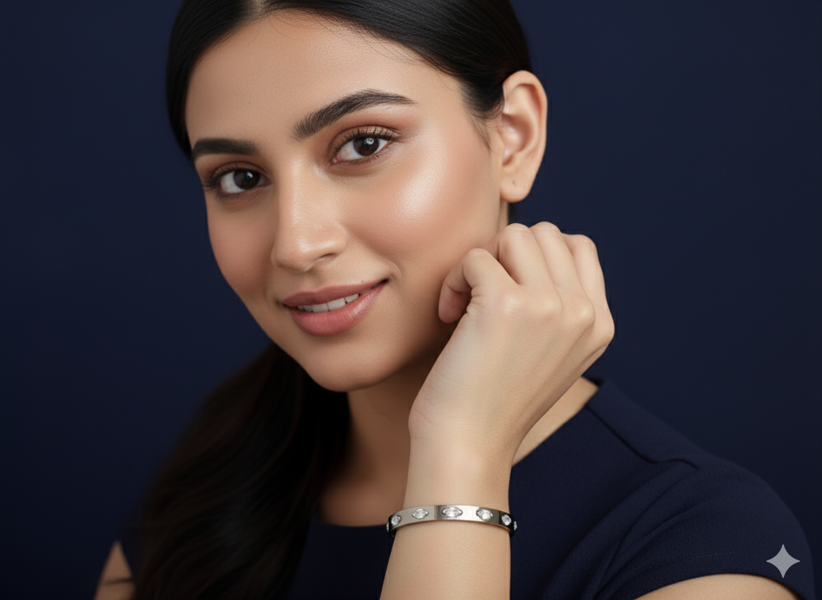 Minimal Bracelet Silver Rhodium Plated.