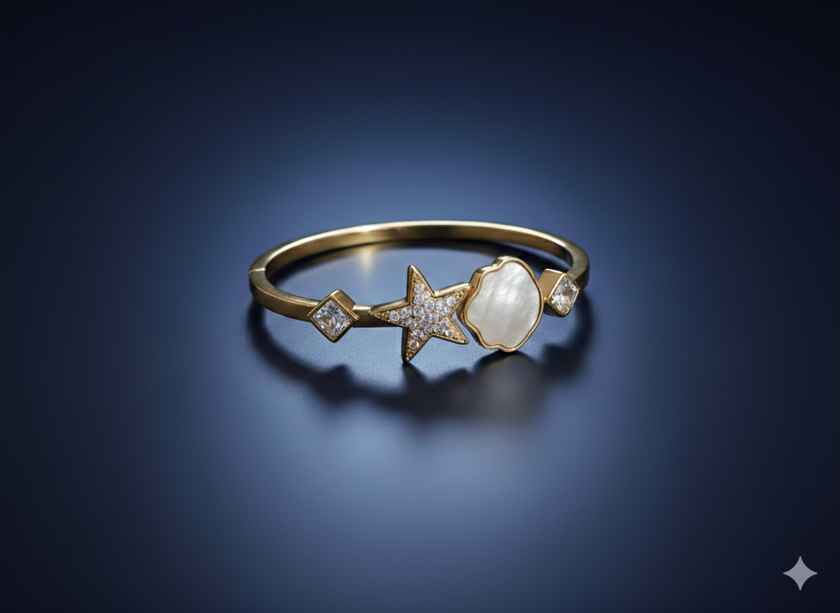 Star Enamel Bracelet 18k Gold Plated