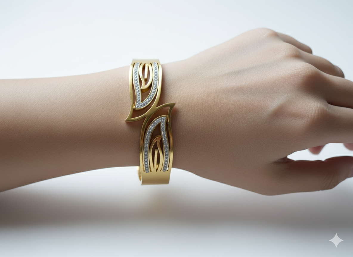 Leaf Design Bracket 18k Gold Plated