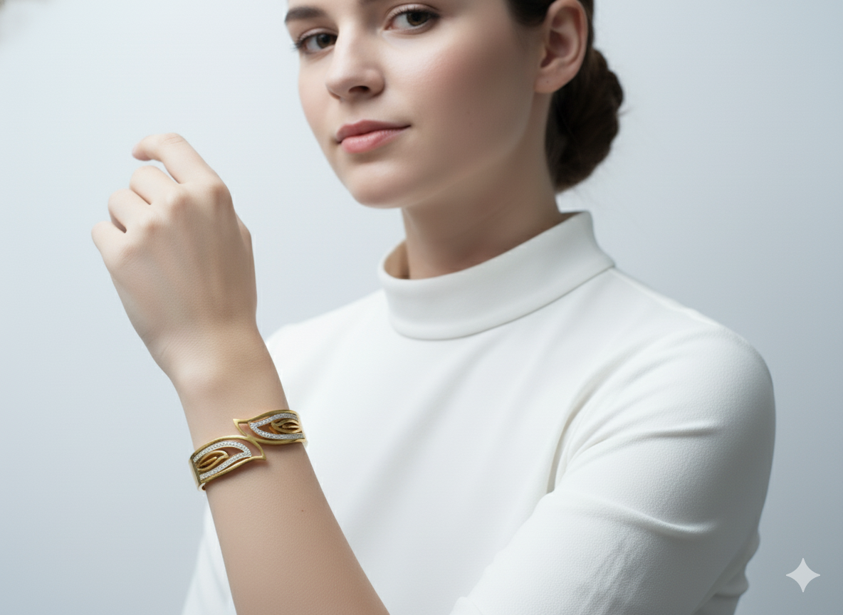 Leaf Design Bracket 18k Gold Plated