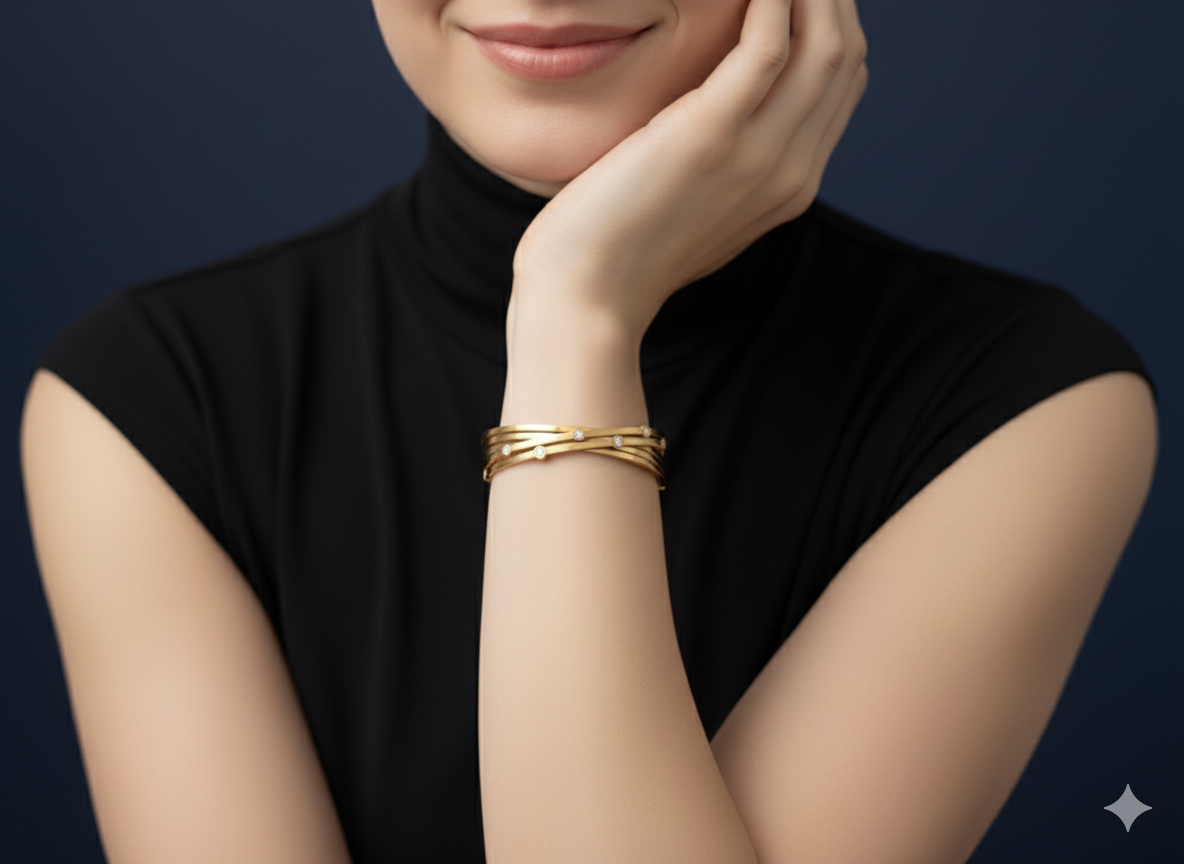Zewrat Cross Twisted Bracelet 18k Gold Plated.