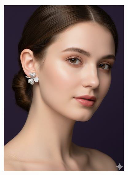 Crystal Love Leaf Earrings