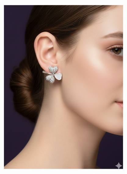 Crystal Love Leaf Earrings