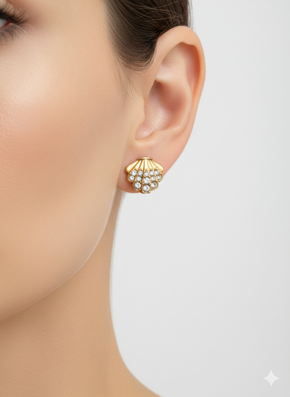 Golden Fan Royal Studs 18K Gold Plated