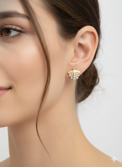Golden Fan Royal Studs 18K Gold Plated