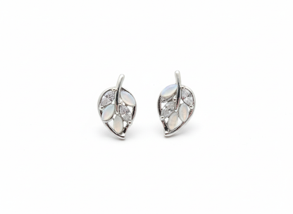 Silver Dew Leaf Earrings
