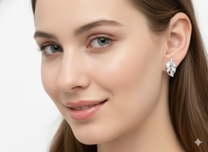 Silver Dew Leaf Earrings