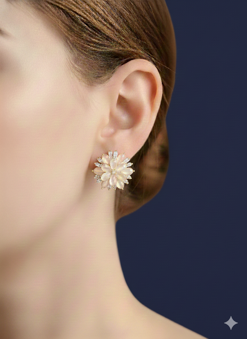 Sunflower Spark Studs. 92.5 Silver