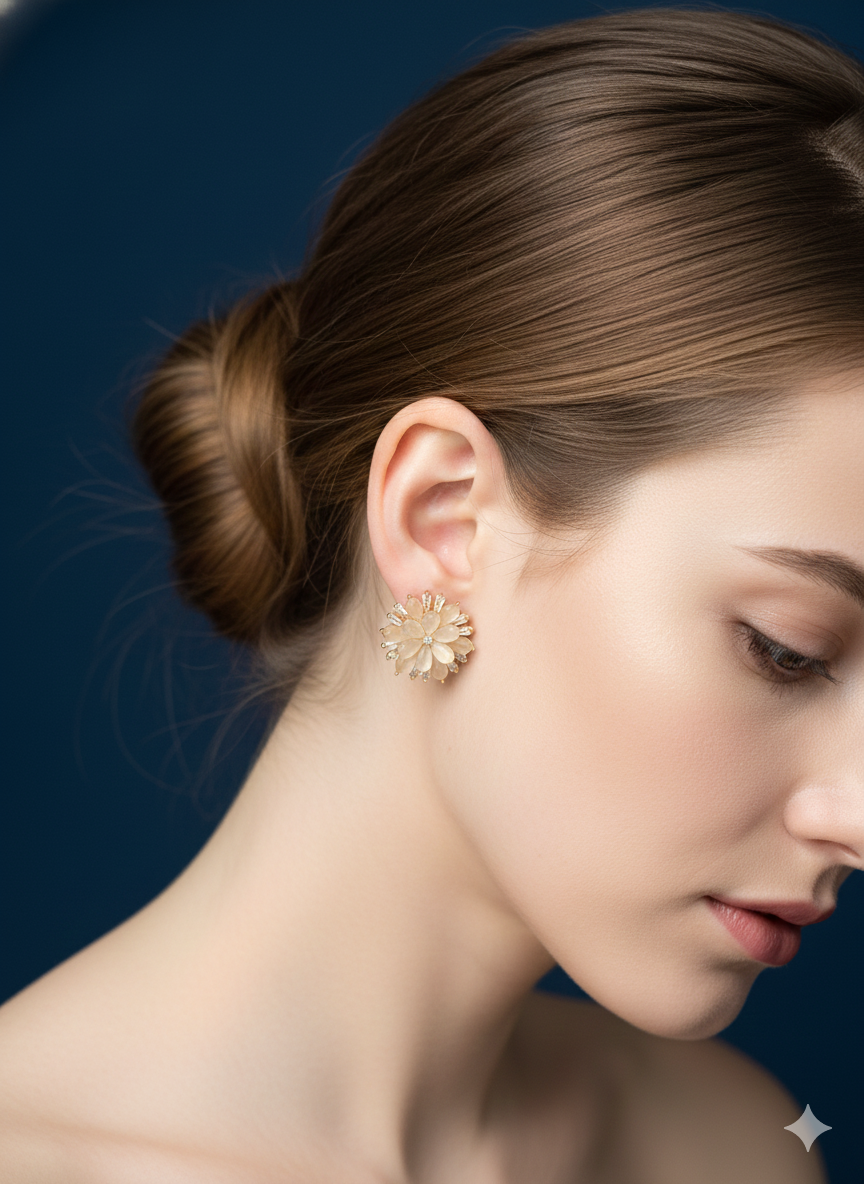 Sunflower Spark Studs. 92.5 Silver