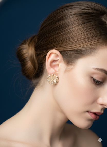 Sunflower Spark Studs. 92.5 Silver